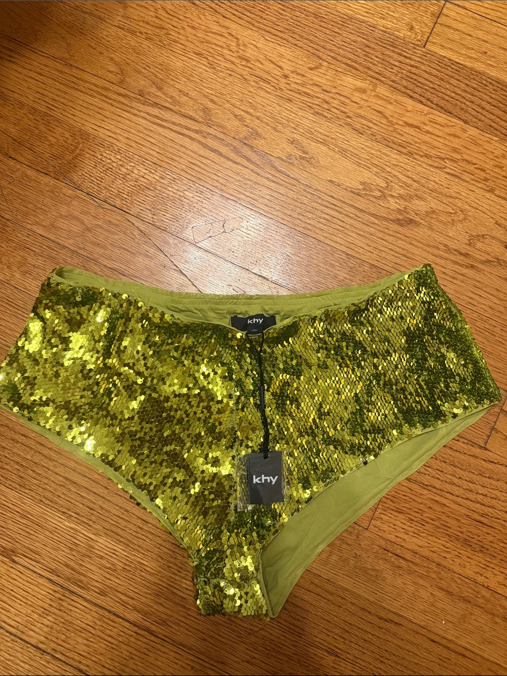 khy Sequin High-Waist Briefs in Lime Green